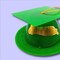 24 Count Graduation Cap Cake Topper Durable Plastic Party Decoration Green 3.5 Inch
